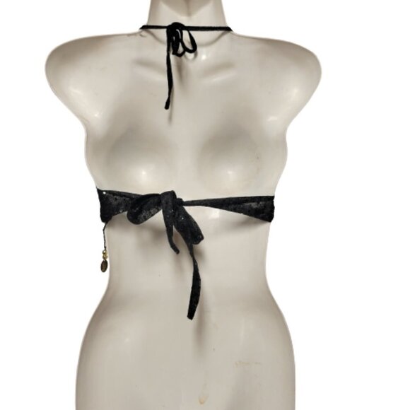 Black BellyDance Top with Gold Coin Tassels NEW - Picture 3 of 8